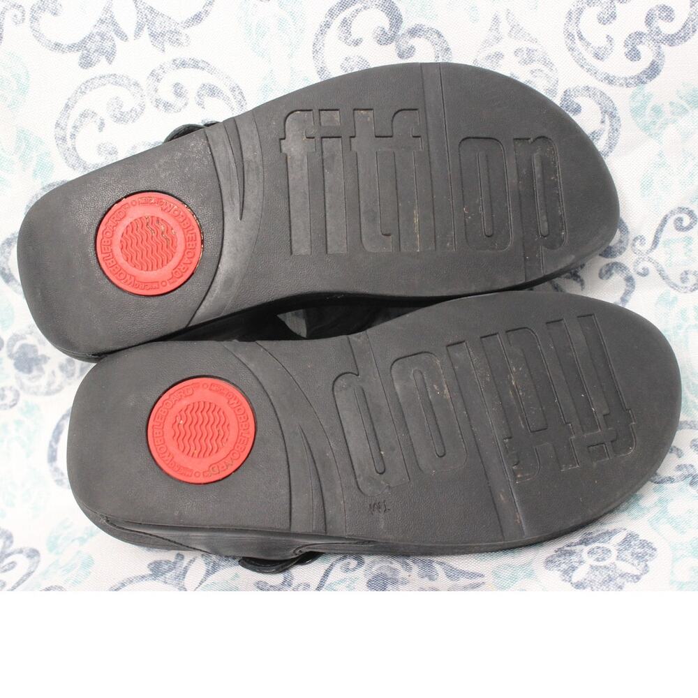 Fitflop The Skinny Women's Size US 6 Black Leather Thong Sandals Shoes B28-090 - Picture 7 of 8